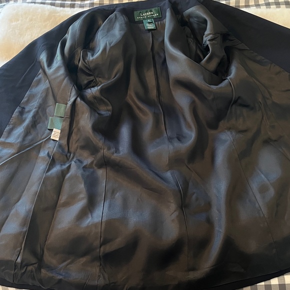 VTG Ralph Lauren Navy WOOL Blazer Embroidered Crest Patch Women's Size 6 Preppy - Picture 7 of 16